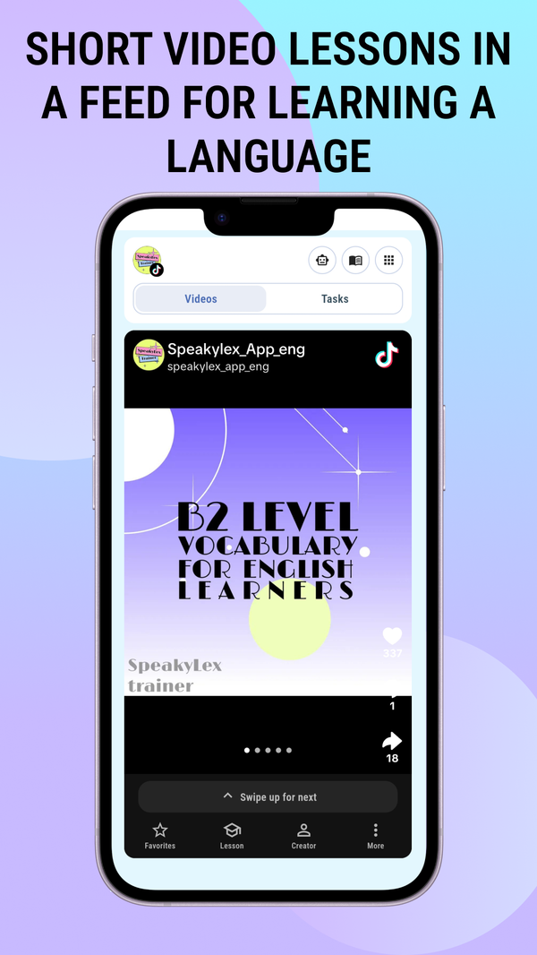 Real TikTok video lessons in a feed for language learning