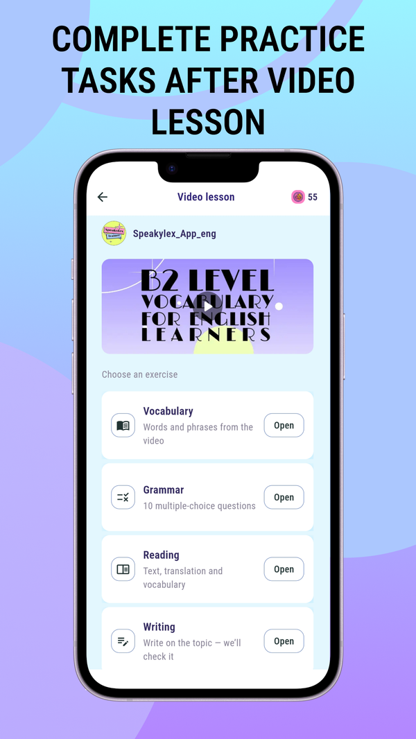 Complete practice tasks after a video lesson